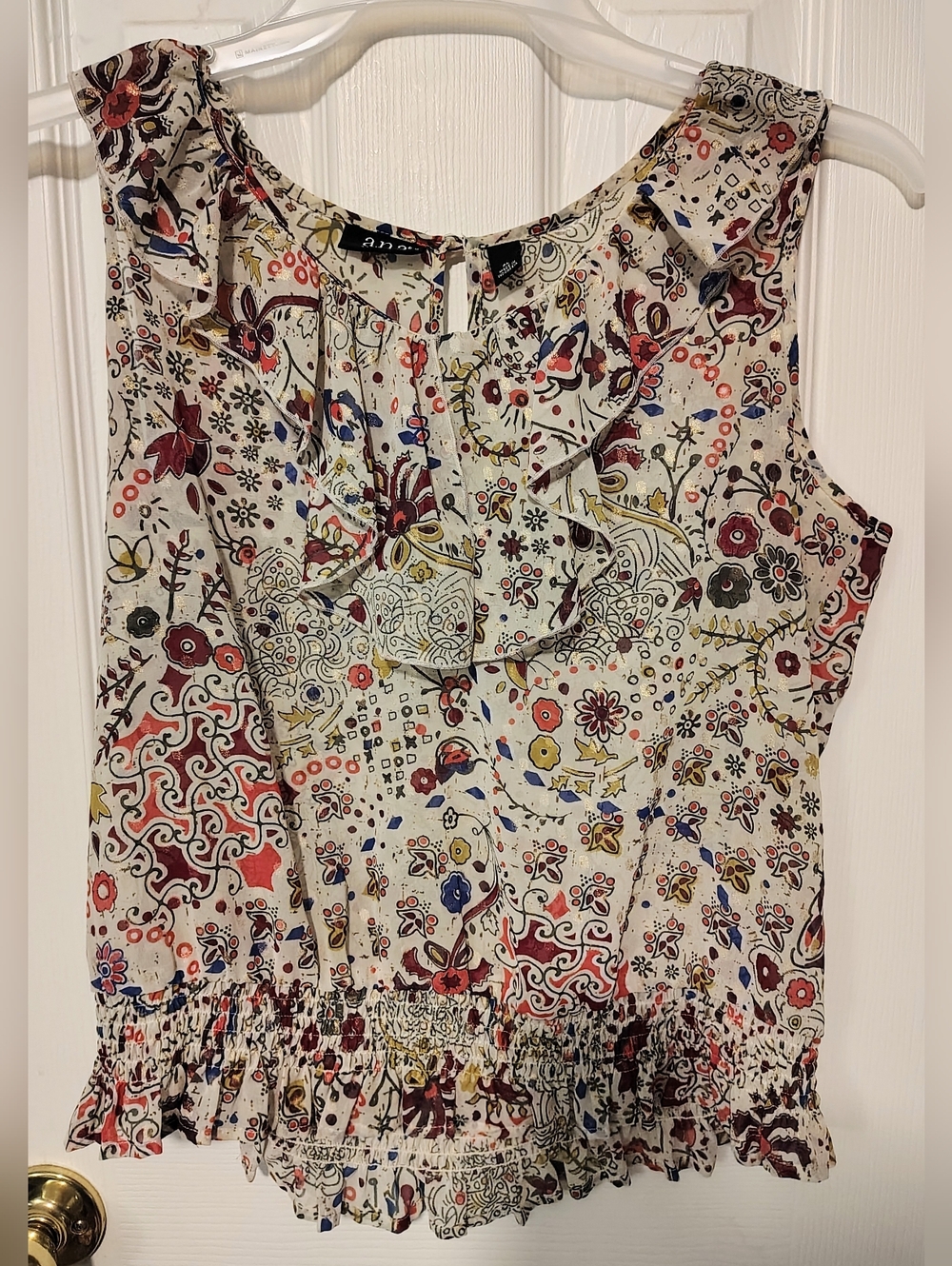 Ana Sleeveless Floral Ruffle Tank Size PL